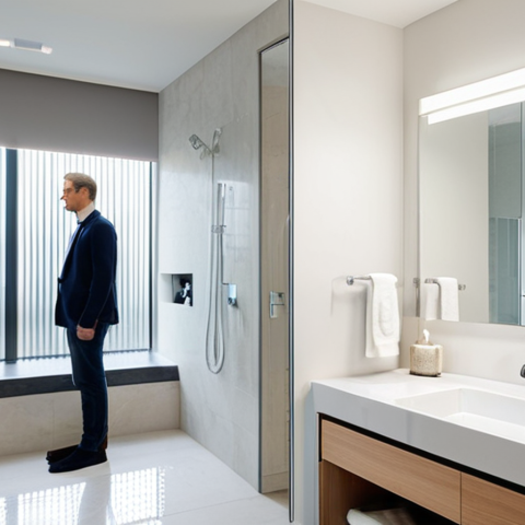 Modern Bathroom with Defogging Mirror**
"A bright and airy modern bathroom with a large, rectangular mirror above a vanity. The mirror is clear of steam, reflecting a person's face as they prepare for the day. Soft, natural light fills the room. The bathroom features clean lines, neutral colors, and minimalist decor. fully clothed, appropriate attire, safe for work, perfect anatomy, natural proportions, professional photography, high quality"
**