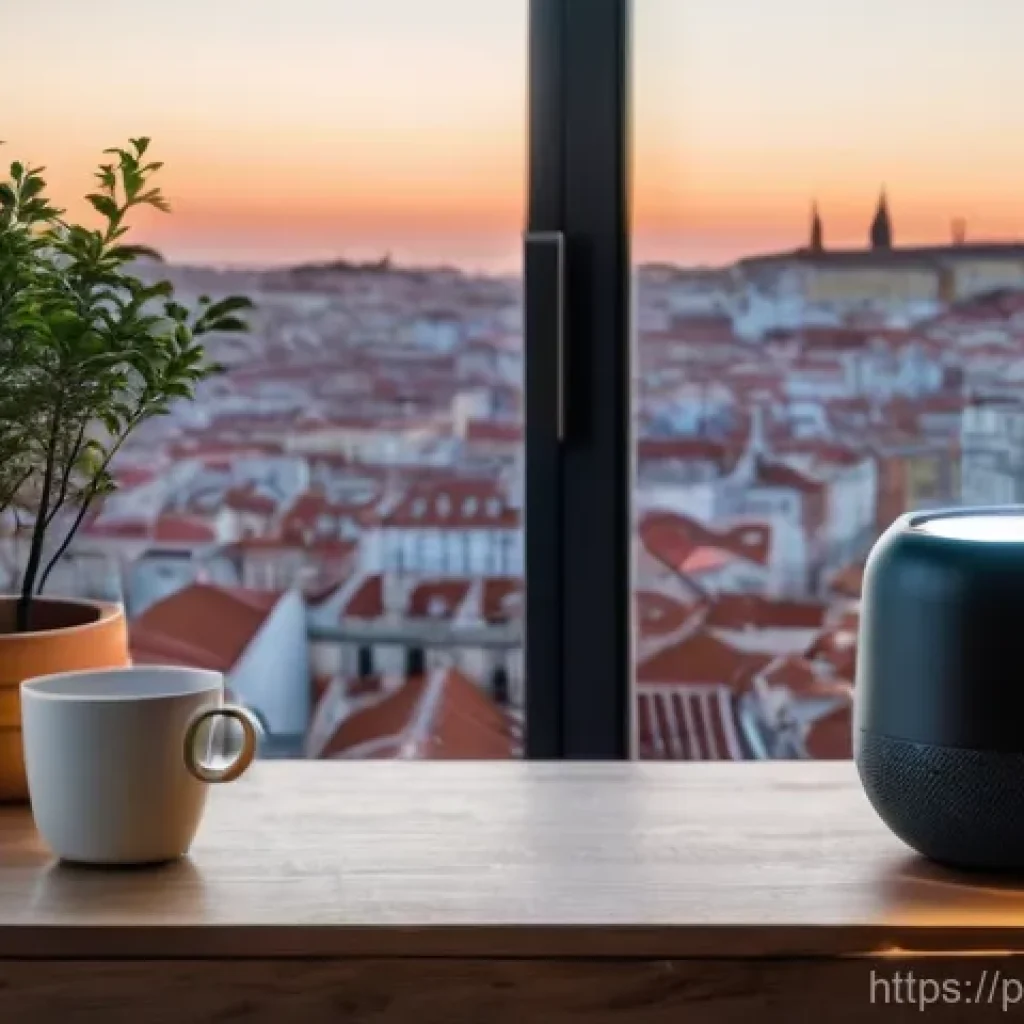 기술 통합의 장점과 단점 - **Prompt:** A cozy and contemporary living room in a stylish Lisbon apartment, bathed in warm, late ...