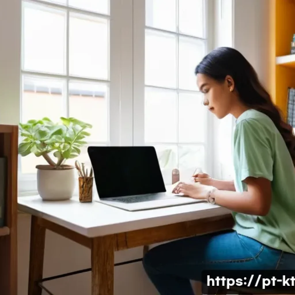 스마트 환경에서의 자율성 향상 방안 - **Prompt:** A cozy home office scene in São Paulo, Brazil, during the late afternoon. Soft, diffused...