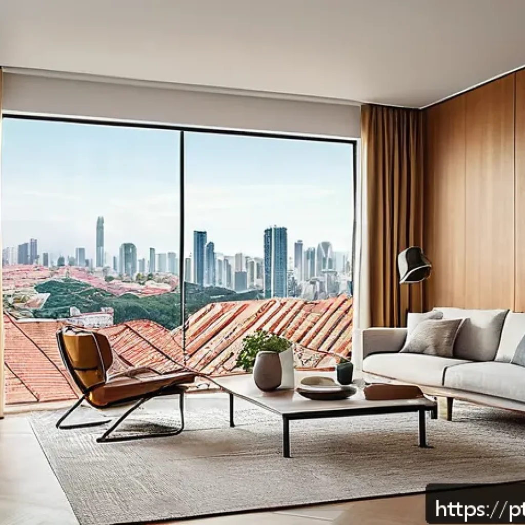 IoT 기반 생활환경 디자인의 미래 - A modern Brazilian living room featuring smart home technology: a middle-aged person wearing casual ...