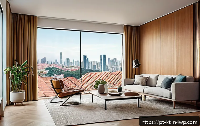 IoT 기반 생활환경 디자인의 미래 - A modern Brazilian living room featuring smart home technology: a middle-aged person wearing casual ...