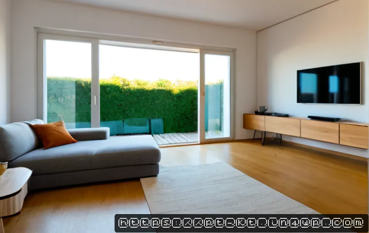 Home 17 스마트 온도 조절 시스템의 이점 - Photorealistic modern apartment in Lisbon, Portugal, viewed from a bright living room into an open k...